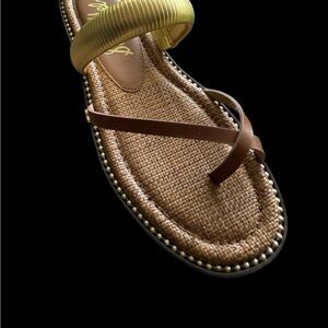 Sam Edelman Woven Gold & Brown Sandals Size 8.5